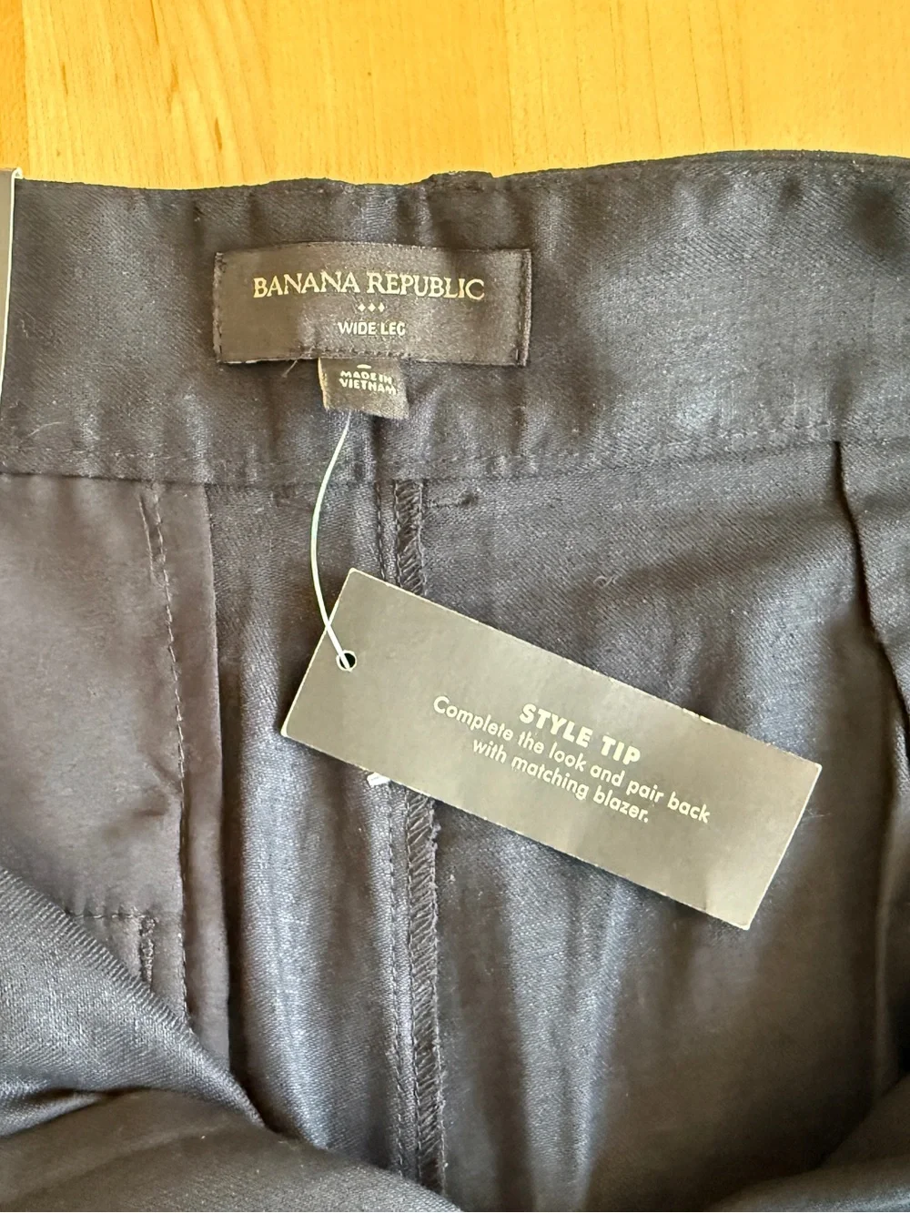 NWT* BANANA REPUBLIC BLACK HIGH RISE WIDE LEG LINEN BLEND PANT *NEW SIZE 8 x 32”